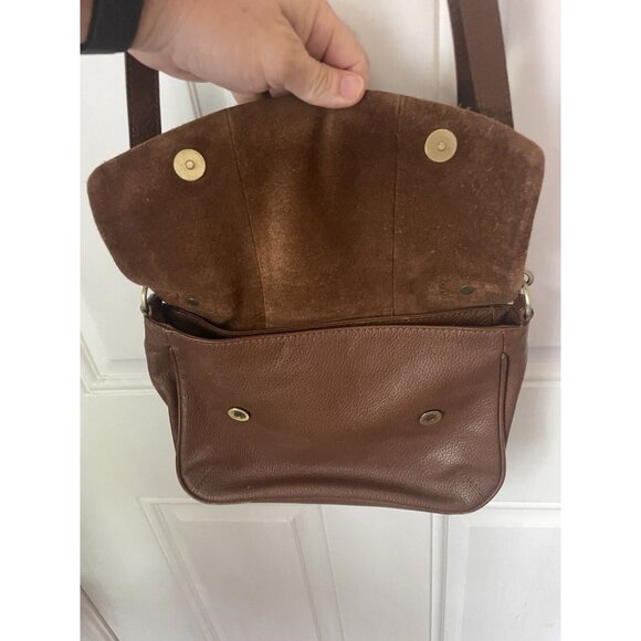 Boden Genuine Real Leather Brown Suede Cross Body Bag with Striped Lining - Picture 1 of 5